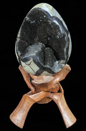 Septarian Dragon Egg Geode - Black Crystals #72062